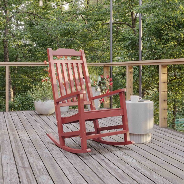 Flash Furniture Winston All-Weather Poly Resin Rocking Chair in Red JJ-C14703-RED-GG - main